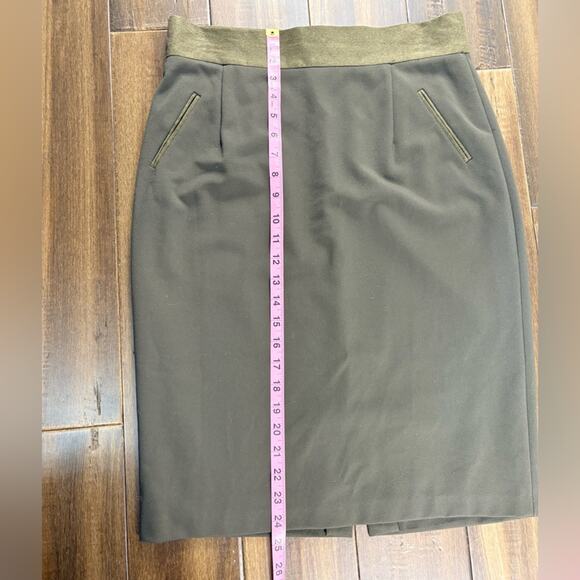 Antonio Melani size 8 Olive Green Pencil Skirt High Waisted Zip Up - Picture 5 of 12